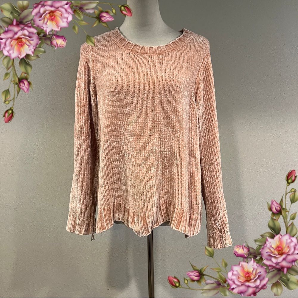 ModCloth peach color scoop neck Chenille Sweater‎ size medium